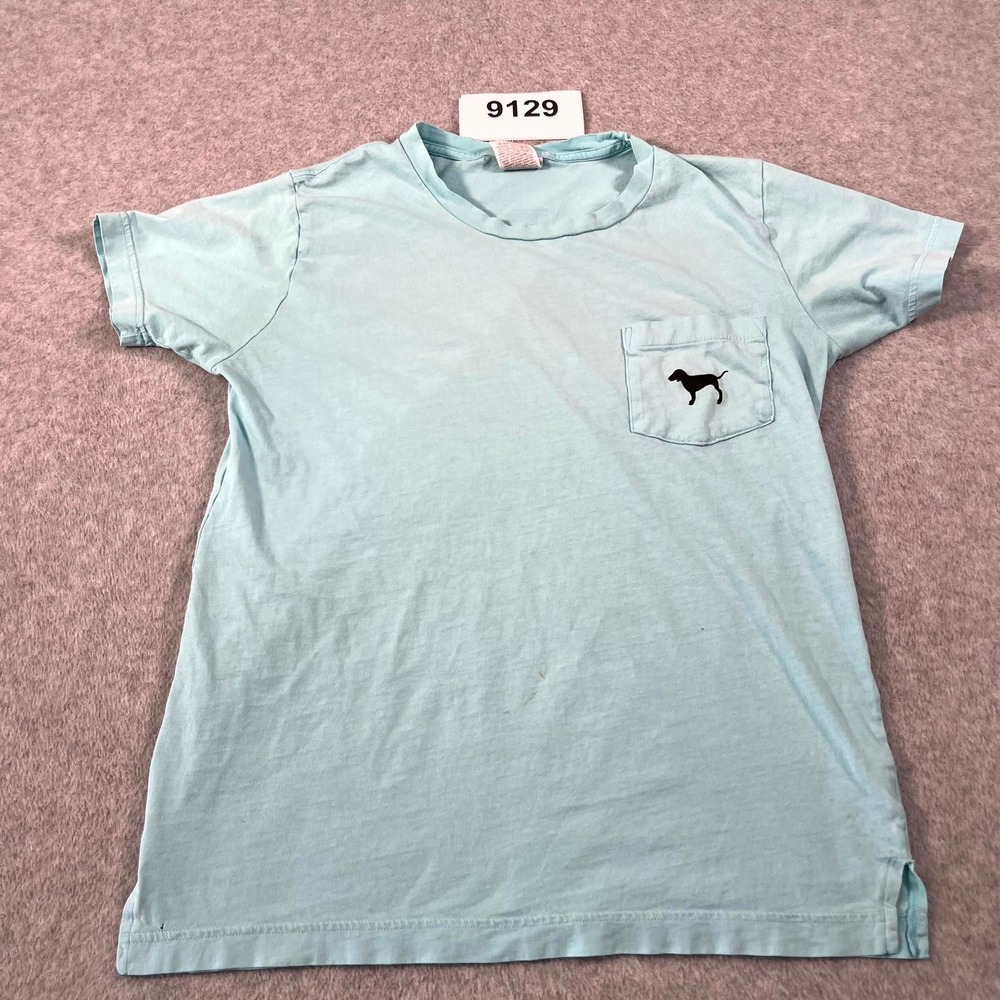 PINK Victoria's Secret T Shirt Womens XS Blue Spellout Graphic Print Cotton
